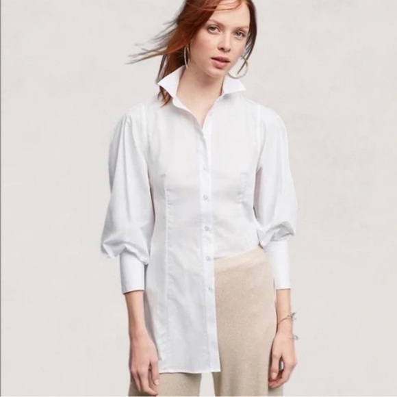 Anthropologie Tops - Anthropologie Maeve Harriet Poplin White Button Down